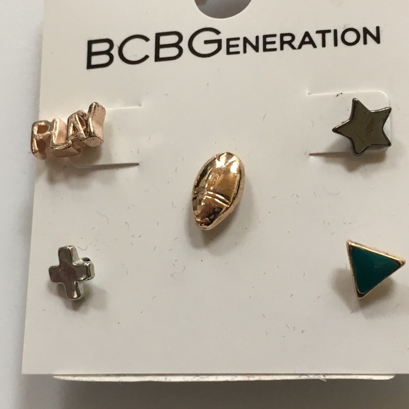 BCBGeneration single earring stud assorted set NEW play triangle football star - Picture 2 of 4